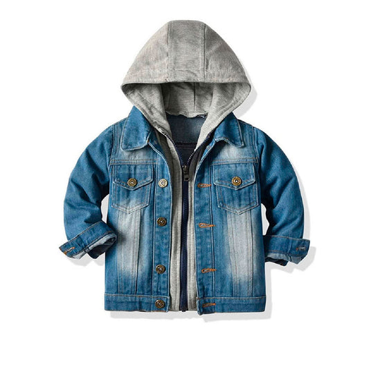 Hooded Jean Jacket - Gray