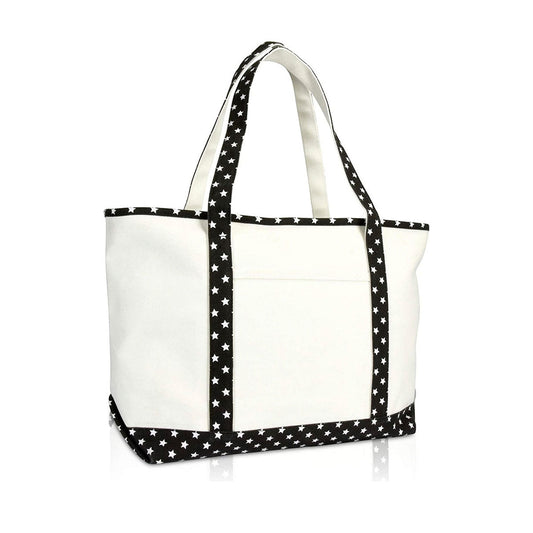 Canvas Tote - Star Print Stripe-Name and One Symbol Only