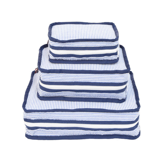 Stacking Cubes - Navy Seersucker